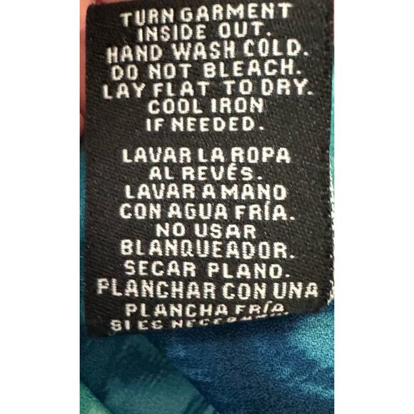 Zac & Rachel Stretch Knit Blue Green Ombre Tunic Blouse Dipped Hem Size Medium - Picture 10 of 10